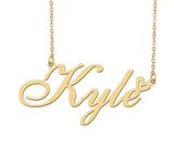 18k Gold Plated Kyle Name Necklace Heart Charm Pendant Stainless Steel Graduation Jewelry for Womens Teens 16"