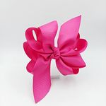 TinyShiny_Octopus Bow - 4Layers, Girls Bow, Bows for Babies, Girls Hair Accessory, Barbie Bow, Big size Bow (Pink)