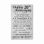 FALOGI 20th Wedding Anniversary Card Gifts for Wife, Happy 20 Year Anniversary Card, Metal Engraved Wallet Card