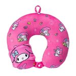 MINISO Neck Pillow with Eye Mask, Sanrio Adventure Series Cervical Pillow for Neck and Shoulder Pain, Neck Pillow for Travel Rest Car,Airplane,Office 29x29x9cm (My Melody)