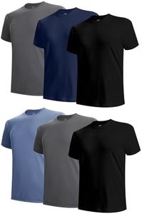 BAMBOO COOL Men's Undershirts Moisture Wicking Crewneck T Shirts, Breathable Stretch Soft Tees for Men, 6 Pack