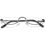 VEVESMUNDO Half Moon Reading Glasses Metal Spring Hinges Metal Semi Half Lens Frame Readers for Men Women