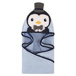 Hudson Baby Animal Face Hooded Towel, Handsome Penguin