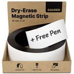 GAUDER Dry Erase Magnetic Tape | Magnetic Strips | Magnetic Labels | Magnetic Tape (25 mm x 1 m)