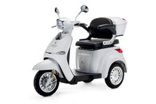 Veleco Mobility Vehicle Cristal White 3 Wheeled Mobility Vehicle Fully Assembled and Ready to Use with Mobility Device Cover Advanced Suspension System - Big Wheels Mobility Vehicle for Adults