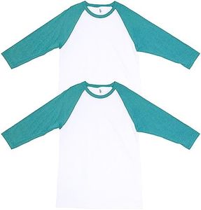 American Apparel Lot de 2 t-shirts unisexe CVC raglan, style G2003CVC, Blanc/arctique chiné (lot de 2), M