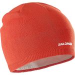 Salomon Unisex Beanie Hiking Ski Snowboarding Classic look, Warmth, and Overall smart design, Red, One Size