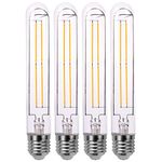 4 Pack T10 LED Bulb 8W Dimmable E26 Base Tubular Light Bulb 2700K Warm White 75W Equivalent 800lm T10 Bulb for Rustic Pendant, Wall scones Tube Light Bulbs Desk Lamp Vintage Edison Long Light Bulb