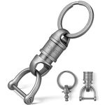 TISUR Titanium Quick Release Swivel Keychain, Detachable Keychain Connector, Pull Apart Key Chain,Keyring Holder for Car Keys, 1pc Swivel Keychain +1pc Stainless Steel D Ring, Small