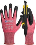 KAYGO Cut Resistant Gloves Micro Finishing Nitrile Coated,ANSI Cut Level A4,KG22NB,3D-Comfort Stretchy Fit Safety Work Gloves, Firm Grip,Machine Washabl,Red,L