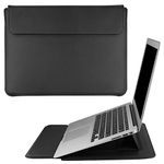 HoYiXi 13.3 Inch Laptop Sleeve Case PU Leather Case Compatible with MacBook Air M1 M2 2022-2018 / MacBook Pro 13 M2 2022-2016, Surface Pro 8 2021 / Surface Go 3 2021, Sleeve Pouch with Stand Black