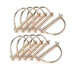 HAIAO 10 Pcs Trailer Coupler Pin 1/4" X2-3/4 Wire Lock Pin PTO Shaft Pin Heavy-Duty Coupler Pin Round Arch Safety Coupler Pin Retainer for Farm Wagons Lawn Garden (Gold)