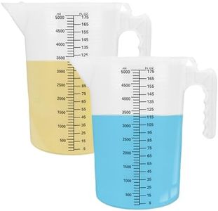 2PC 1.3 Gallon Measuring Pitcher, 175 Oz Plastic Measuring Cup with Lid, Mixing Pitcher for Pool, Chemical, Oil, Fluid, Kitchen (2)