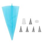 AUEAR, 7 Pack Cake Decorating Sugar Cookie Piping Tips 5 Writing Tube 1 Coupler 1 Silicone Pastry Bag