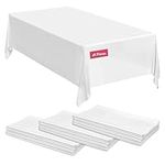 Prestee 48 White Plastic Tablecloth - 108 x 54 Plastic Table Cloths | Disposable Tablecloths White Tablecloths | Plastic Table Cover Disposable Tablecloths for BBQ Party, Fine Dining, Wedding, Outdoor