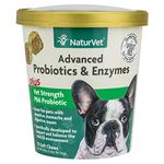 Veterinarian Strength Advanced Probiotics, Healthy Enzymes & PB6 Probiotic Supplement For Your Dogs Stomach, Intestine, Digestion and GI Tract health, Made by NaturVet 70 Count (Pack of 1)