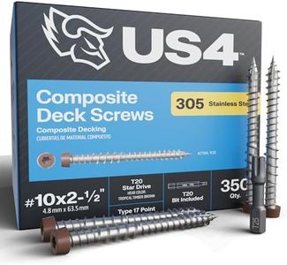 US4 - #10 x 2-1/2" Brown Stainless Steel Composite Deck Screws | T20 Star Drive | Self-Drilling Screws for Decking, Flooring & Siding | 305 Stainless Steel (350, #10 x 2.5 Inches)