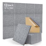 12pcs Acoustic Absorption Panels,High Density Self-adhesive Soundproofing Panel,30x30x1cm,Acoustic Insulation Panels for Children Fire Prevention.Recording Room,Offices,Wall Decoration-Medium Grey