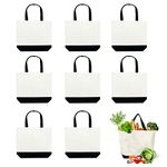 8 Pcs 18.5"x15" (47x38CM) Canvas Tote Bags Large Tote Shopping Bags with Handle Multipurpose Fashionable DIY Large Reusable Grocery Bag Gift Bag and Wedding Birthday Promotion Giveaways Two Tone