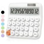 UPIHO White Calculator, Standard Calculator 12 Digit with Large LCD Display and Big Buttons,White Office Supplies and Desk Accessories,Cute Calculator for Home, Office, School, Class and Business