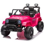 VOLTZ TOYS 12V Ride-On Car Truck for Kids with Open Doors, LED Lights, 2.4G Remote Control and MP3 Player with Music, Horn, Battery Powered Electric Vehicle Gift for Boys and Girls (Pink)