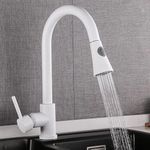 InArt Brass Single Lever Kitchen Sink Mixer 360° Rotatble Kitchen Sink Tap Pull Out Kitchen Faucet (White Color)