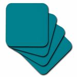 3dRose Plain Teal Blue - Simple Modern Contemporary Solid One Single Color - TURQUOISE Blue-Green - Soft Coasters, Set of 4 (cst_159850_1)