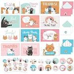 24 Pack Cat Thank You Cards with En