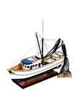 Old Modern Handicrafts Shrimp Wooden Boat Model - Fully Assembled - Crafted from Premium Wood - 25.0L x 13.5W x 22.0H Inches