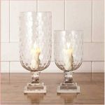 SHOBHANA ENTERPRISES Thumb Cut Hurricane Glass Vase or Candle Holder for Home Décor - Set of 2