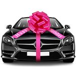 Happy Birthday Car Bow Big Car Ribbon Bow Large Gift Wrapping Bow Giant Bow for Car Decorative Huge Pull Bow for Christmas Party Birthday Car Decoration (Rosy,20 Inches)