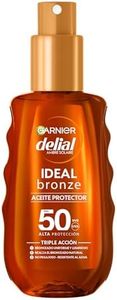 GARNIER DELIAL Aceite Solar Bronceador Alta Protección FPS50 Protege Y Realza El Bronceado, Resistente Al Agua, Arena Y Sudor 150 ml