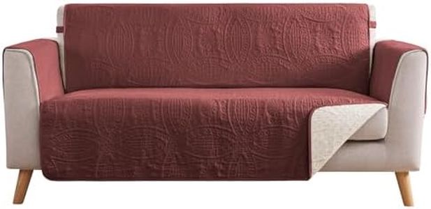 Pamhaven Red Loveseat Covers 2 Cushion Couch, Water-Repellent Sofa Cover for Love Seat, Washable Quilted Couch Covers, Pet Friendly Sofa Slipcovers (Loveseat 56", Red)