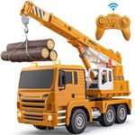 WEMOKA 13 Channel RC Crane Truck, 2.4G Remote Control Crane Toy Construction Vehicles with Lights, Sounds, Hook Up and Down, 1:18 Large RC Truck Car for Kids Boys 16.5"