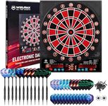 WM WIN.MAX Electronic Dart Board, LED Display Automatic Scoring Dartboard Sets for Adults with 12 Darts 100 Soft Tips, Dart Board Electronic Scoreboard, Power Adapter, Outdoor, up to 8 Players