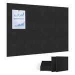 YLChom Cork Board, 12 Pcs 11.8" X 11.8" Felt Wall Tiles, Acoustic Panels with Safe Removable Adhesive Tabs for Home Office School Wall, Black