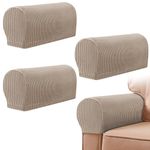 YancLife Armrest Chair Covers, Set of 4 Stretch Armchair Covers for Arms，Spandex Polyester Sofa Arm Caps Non Slip Armrest Covers for Chairs Furniture Protector Armchairs Sofa Couches Recliner (Sandy)