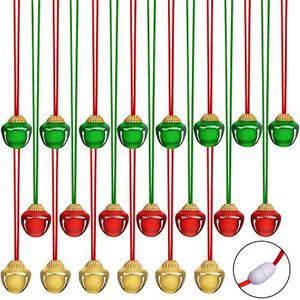 URATOT 24 Pieces Christmas Jingle Bell Necklaces Christmas Decoration Bell Necklaces with Connect Ribbons for Christmas Supplies