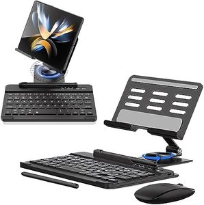 Voppton for Samsung Galaxy Z Fold 5 4 3 Stand and Keyboard Mouse, Portable Detachable Bluetooth Keyboard, Foldable Adjustable Tablet Stand Holder for Desk, with Wireless Mouse and Pen, (wy-029)