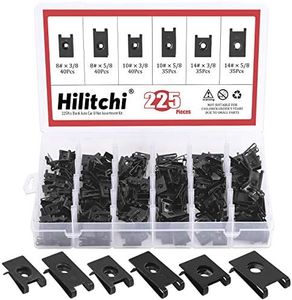 Hilitchi 225Pcs U Nut Assortment Black Phosphate Finish Rust Resistant Wide Range Kit Auto Car Metal Clips for Motorcycle Automotive Repair Replacement