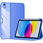 ProCase for iPad 10th Generation Case 10.9 Inch with Pencil Holder 2022, Protective Folio Book Cover Clear Back iPad 10th Gen Case for A2696 A2757 A2777 -Royal Blue