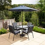 Hectare 4 Seater Garden Furniture Table and Chairs Set Hadleigh Outdoor Patio Dining Garden Furniture Set (Navy)