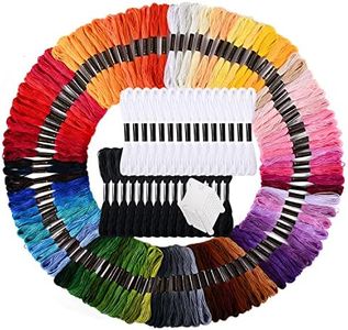 VICOVI Friendship Bracelet String Kits, 100 Colors Embroidery Floss and 15 Skeins White & 15 Skeins Black Color, 10 Pcs Plastic Floss Bobbins for Cross Stitch Threads Bracelet Yarn Craft Floss