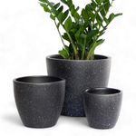 ecofynd 3 Pack Terracotta Pots for Plants (8.5 inch, 6 inch, 5 inch), Earthen Flower Pots, Planter for Living Room, Balcony, Table Desk, Office, Home Decor, Clay Pots for Garden (TPOT002-BLK)