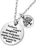 Fathers and Daughters Never tTruly Part,Maybe In Distance,But Never In Heart - Necklace for Dad from Daughter,Family Tree Necklace for Men