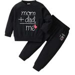 'Mom+Dad' Text Printed Cotton Baby Black Clothing Sets/Tshirt-Pyjama (Boys/Girls Born Baby to 6Years) (6-9 Months)