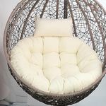 ANAND INDIA GROUPS Polyester Designer Round Cushion for Hanging Basket Swing Chair for Outdoor Egg Swing Chair/Garden Swing, Seat Padded Pillow (Cream)