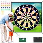 Golf Chipping Game Mat Indoor Outdoor Games for Adults and Family Kids Golf Play Equipment Stick Chip Game for Backyard Games Gift Set (Golf Training Set)