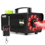 Fuzzix F509L Party Smoke Machine with Wireless Remote & 9x LED Lights - Compact DJ Fog Machine, Disco Smoke Machine with RGB Lighting Effects for Events, Stage Performances & Parties