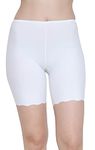 GLAMORAS Nylon Spandex High Waist Seamless Under Skirt Shorts for Women & Girls | Shorts High Waist Stretchable Skin Fit Shorties Tights Cycling Shorts Biker Bicycle Shorts - White - L